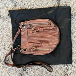 B. Makowsky Bronze Leather Crossbody Purse